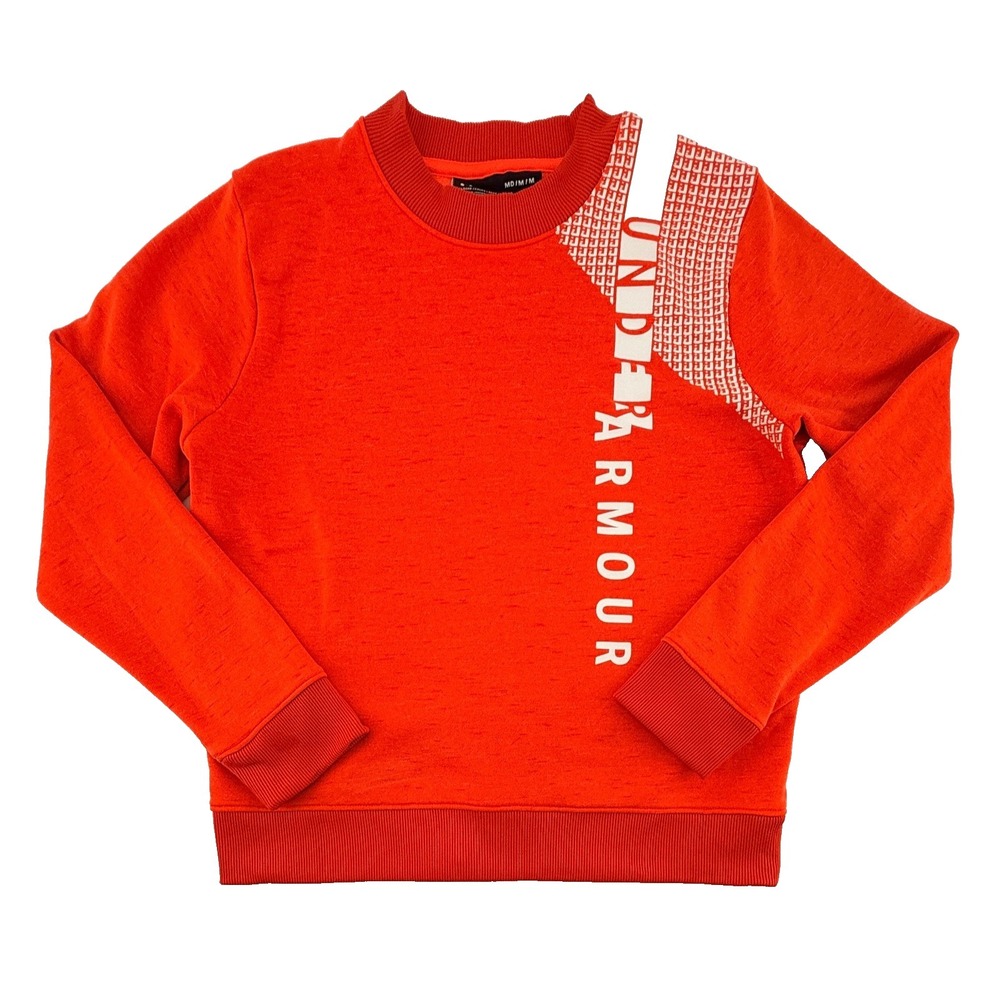 Under Armour Women's ColdGear Pullover Sweatshirt Medium‎ Orange Crewneck Logo